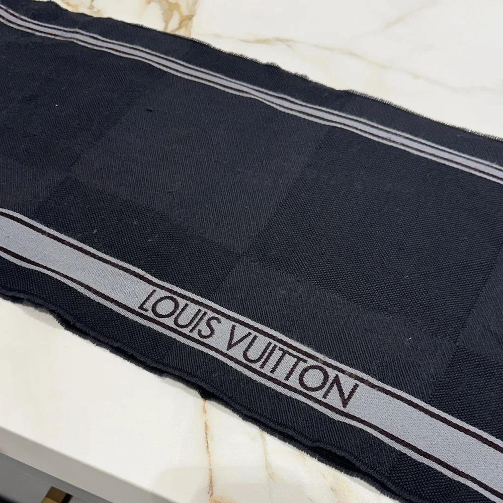 Louis Vuitton Dark Charcoal and Light Gray Scarf
